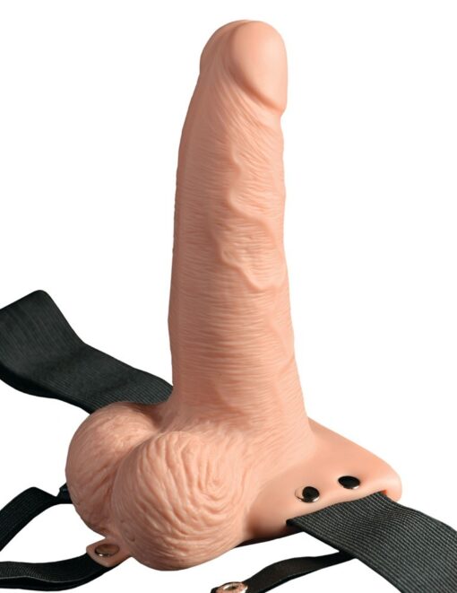 ARNÊS COM DILDO OCO RECARREGÁVEL 6 HOLLOW RECHARGEABLE STRAP-ON COM COMANDO FETISH FANTASY SERIES