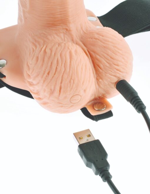 ARNÊS COM DILDO OCO RECARREGÁVEL 6 HOLLOW RECHARGEABLE STRAP-ON COM COMANDO FETISH FANTASY SERIES - Image 6