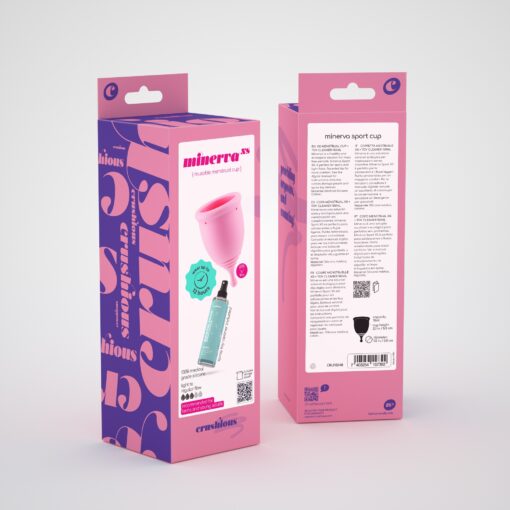 COPO MENSTRUAL MINERVA XS COM BOLSA E LIMPADOR DE BRINQUEDOS 150 ML CRUSHIOUS - Image 12