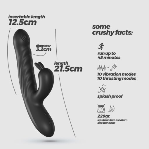 LAPIN VIBRADOR RECARREGÁVEL RABBIT COM IMPULSO PRETO CRUSHIOUS - Image 2