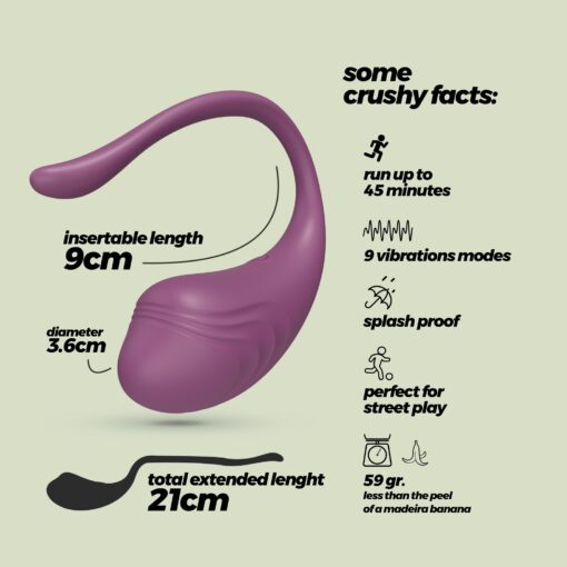 OVO VIBRATÓRIO RECARREGÁVEL COM COMANDO TAMAGO CRUSHIOUS ROXO - Image 9