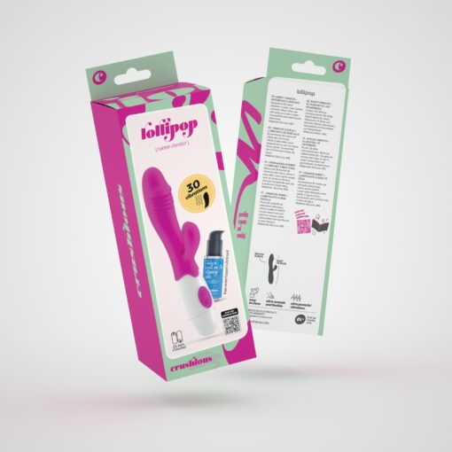 VIBRADOR COM ESTIMULADOR DE CLITÓRIS LOLLIPOP E LUBRIFICANTE À BASE DE ÁGUA INCLUÍDO CRUSHIOUS - Image 11