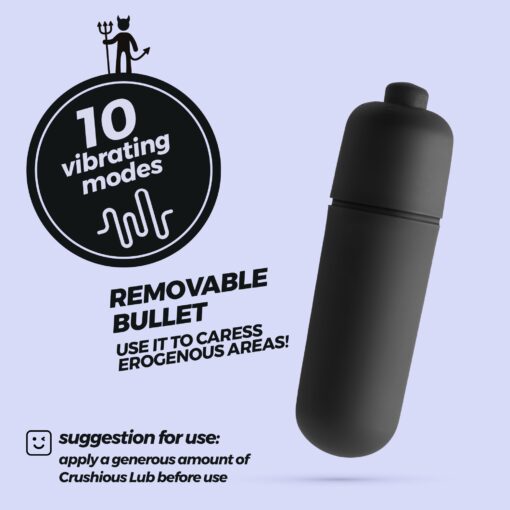 O-PET DIABO COM BALA DE 10 VIBRAÇÕES PRETO CRUSHIOUS - Image 8