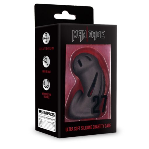 JAULA MODEL 27 ULTRA SOFT SILICONE CHASTITY PRETO MANCAGE - Image 2