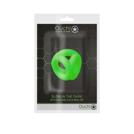 ANEL PARA O PÉNIS E TESTÍCULOS FLUORESCENTE GLOW IN THE DARK OUCH! - Image 2